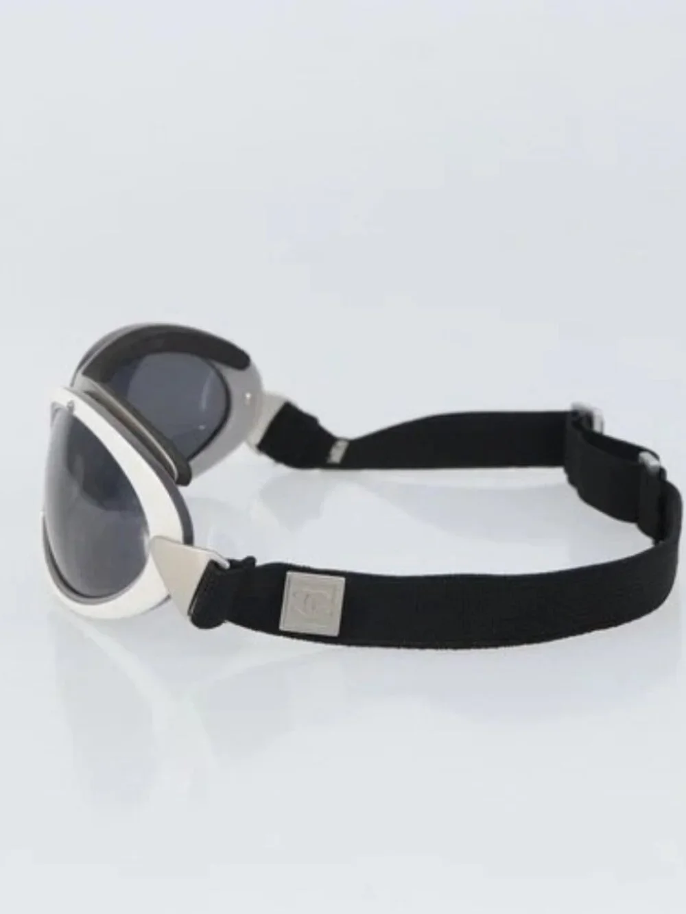 CHANEL Goggles Sunglasses plastic Black CC Auth SW1992